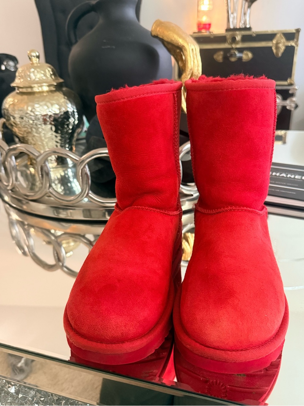 UGG Red Suede Short Winter Boots